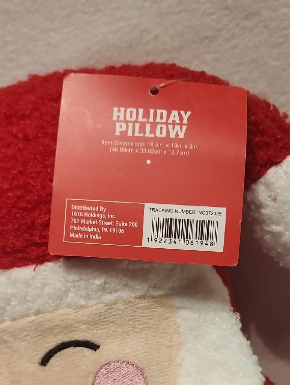 Red Santa Snow Cool,  Plush Holiday Decor Pillow